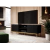 TV spintelė Cama PAFOS ant auksinio plieninio rėmo 150x40x60 cm matinė juoda