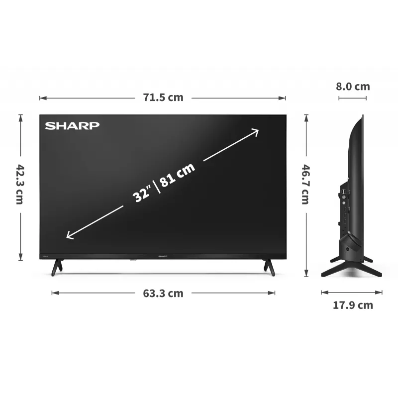 Sharp 32HF2265E televizorius 81,3 cm (32 coliai) HD Smart TV Wi-Fi juodos spalvos