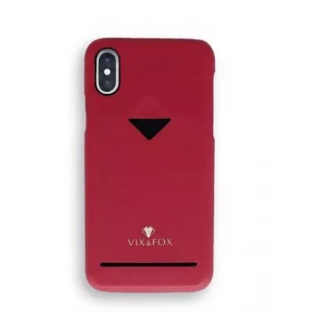 Dėklas su kortelių kišene VixFox Samsung S9 rubino raudonumo – apsauginis nugarėlės dėklas iš veganiškos odos