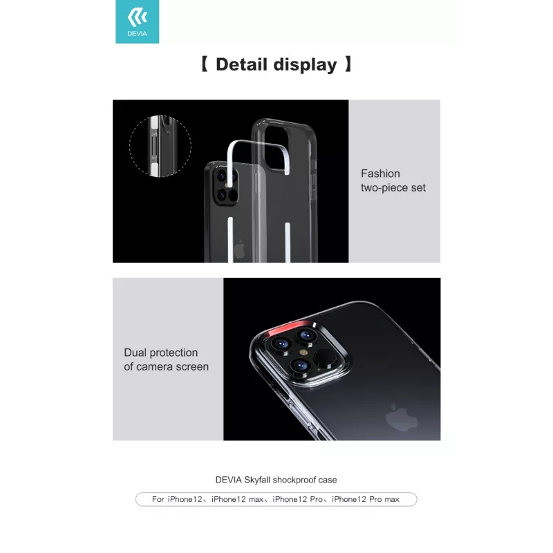 Apsauginis dėklas Devia Skyfall iPhone 12 Pro Max, baltas