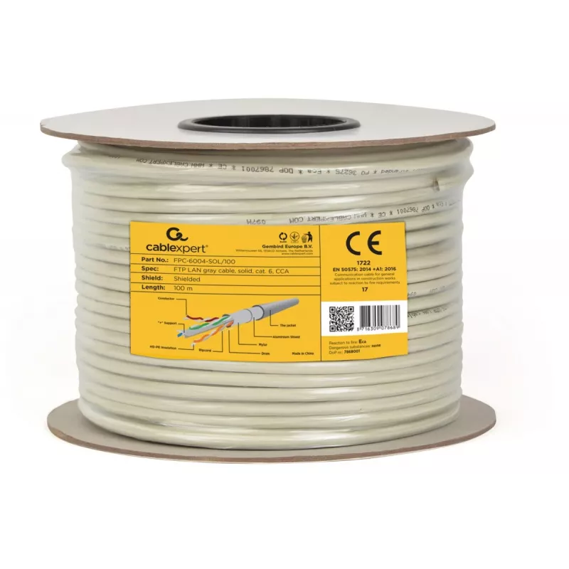 Gembird CAT6 FTP 100m tinklo kabelis pilkas F/UTP (FTP)