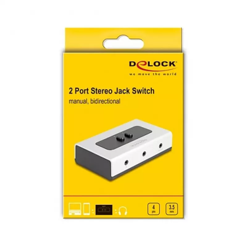Audio jungiklis DeLOCK 88061 juodai pilkas 3,5 mm įėjimas išėjimas