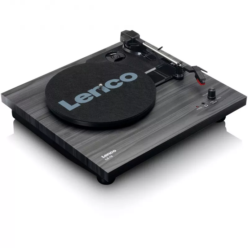 Puskilpa automatinis vinilo grotuvas Lenco LS-10 Juodas su įmontuotais garsiakalbiais, 33/45 aps/min, RCA išėjimas, ausinių lizdas