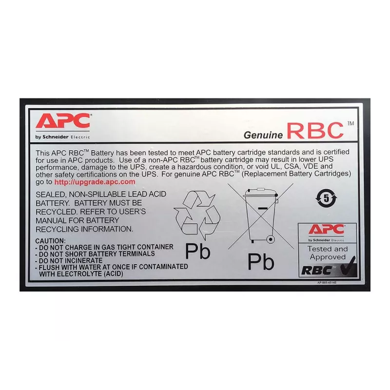 APC akumuliatoriaus keitimo kasetė APCRBC110 (OEM), sandarus švino rūgšties (VRLA), 1 vnt., 84 VAh, juoda, RoHS, 2,5 kg