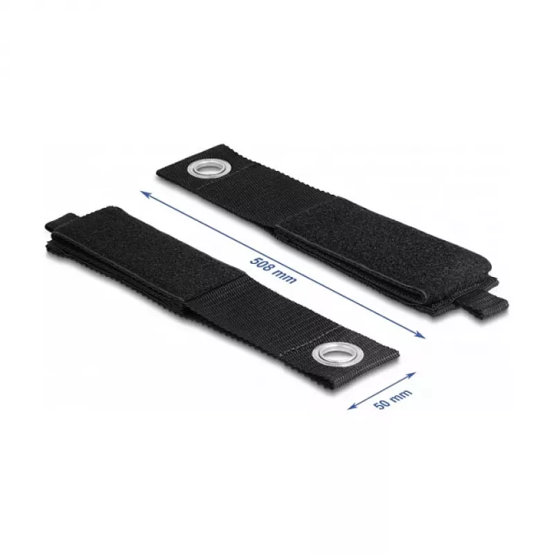 DeLOCK Heavy-duty lipų ir kilpų dirželis 508x50mm juodas 5 vnt.