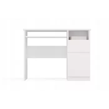 Stalas PORTO Desk Right White, dešinysis, medžio drožlių plokštės viršus 985×510×755 mm, 1 stalčius, klaviatūros lentyna