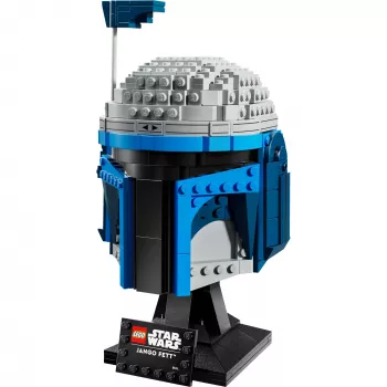 Kolekcinis LEGO Star Wars šalmo aksesuaras Jango Fett 75408 — 616 dalių, 210×120×110 mm demonstracinis modelis