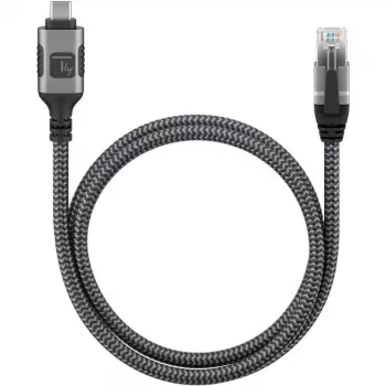 Techly ICOC U3C-RJ45-010 USB-C į Gigabit Ethernet adapterio kabelis, 1 m, juodas/sidabrinis