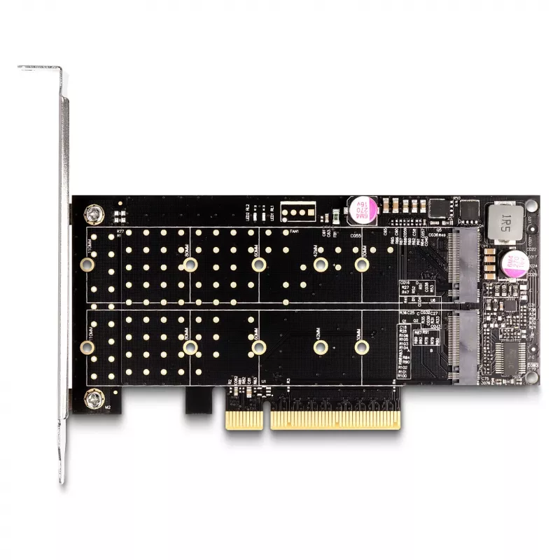 DeLOCK PCI Express x8 kortelė su 2 vidiniais NVMe M.2 Key M lizdais (bifurkacija, Low Profile)