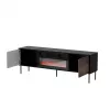 TV spintelė Cama CORTINA 180x40x60 cm juoda/riešutas su juodu elektriniu židiniu