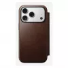 Mobiliojo telefono dėklas Nomad Modern Leather Folio, skirtas iPhone 17 Pro, oda/aliuminis, 16 cm (6,3 colio), rudas, 4 kortelių kišenės