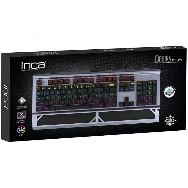 Incase Gaming Keyboard IKG-444 mechaninė klaviatūra su RGB apšvietimu, vokiškas išdėstymas