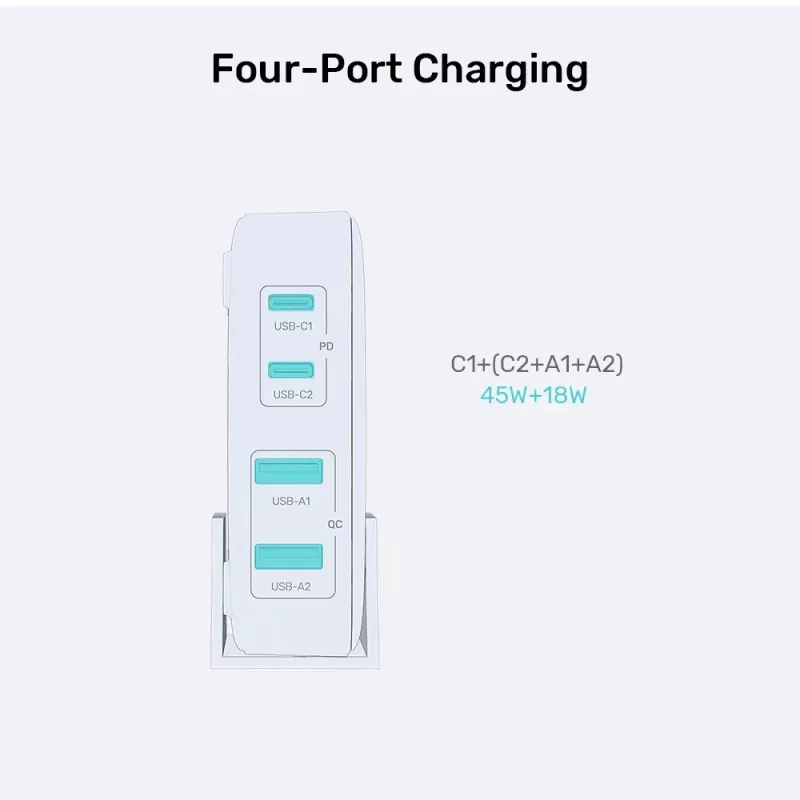 Stalinis įkroviklis Unitek P1228AWH01-EU 70W 2×USB-A 2×USB-C