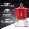 Moka kavos virimo indas Bialetti Moka Induction 0.1 L raudonas sidabrinis