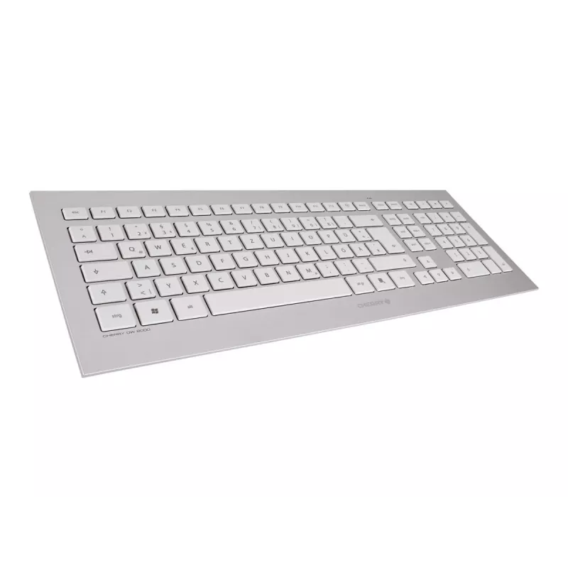 CHERRY DW 8000 belaidis klaviatūros ir pelės rinkinys RF, QWERTZ vokiečių išdėstymas, sidabrinis, baltas