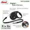 Flexi New CLASSIC 8 m Juodas šuns atsukamas pavadėlis