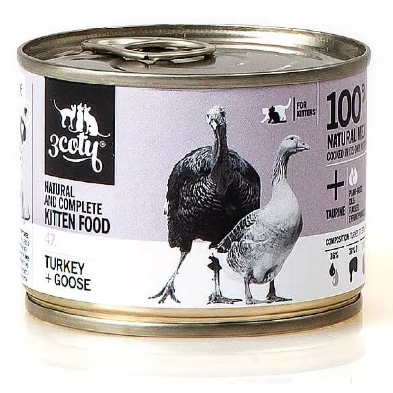Šlapias kačiukų ėdalas 3coty KALAKUTAS + ŽĄSIS 180 g