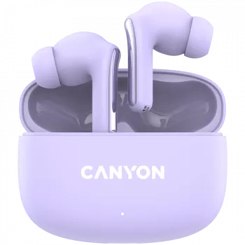 Ausinės Canyon TWS-9 CNS-TWS9P – Tikros belaidės – Bluetooth 5.4 – Į ausis – 6h + 30h veikimo laikas – USB-C įkrovimo dėklas – Liečiamas valdymas – alyvinė