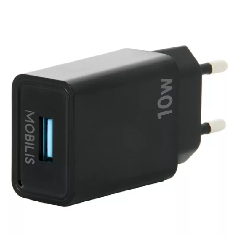 Mobilis – Greitas įkroviklis – 10,5 W – QC (USB) – Juodas – Europos kištukas (001360)