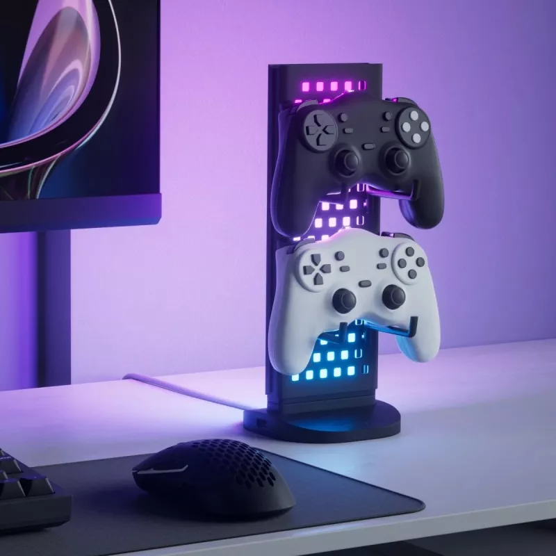 Nanoleaf Pegboard Lighted Desk Dock – apšviestas stalo stovas su moduline lenta