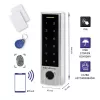 Qoltec 52448 TITAN kodų spyna su pirštų atspaudų skaitytuvu, RFID, BT 4.0, kodu, kortele, raktų pakabuku, durų skambučiu, IP68, EM