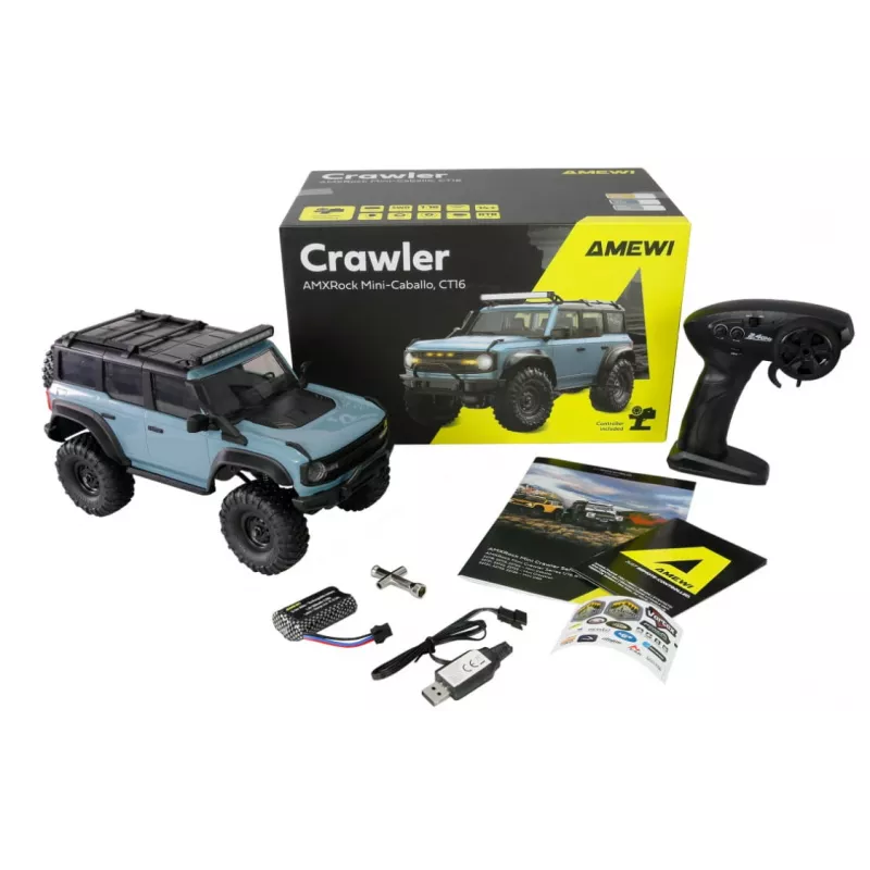 Amewi RC crawler Mini-Cabalo AMXRock 4WD 1:16 RTR – nuotoliniu valdymu visureigis, mastelis 1:16, 4 varantys ratai, paruoštas darbui
