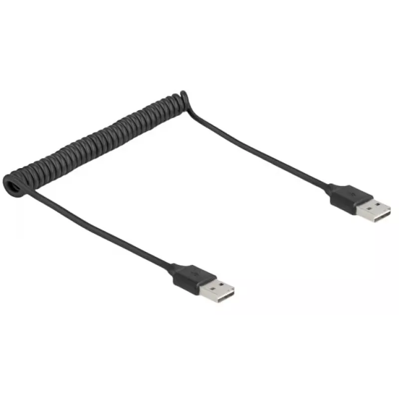Susukamas laidas DeLOCK EASY-USB 2.0 Type-A vyriškas į Type-A vyrišką 0,5 m iki 0,8 m juodas