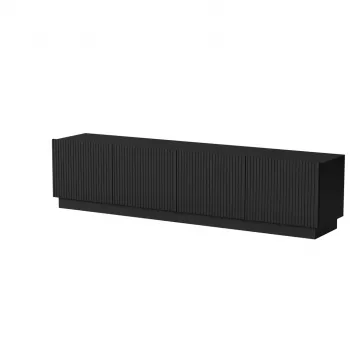 TV spintelė cama meble LIVERTI 2000x420x480 mm, juoda medžio drožlių plokštės viršus, juodas rėmas