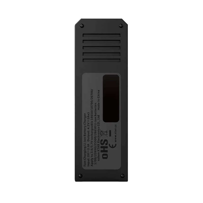 XTAR SC1 vieno lizdo USB-C įkroviklis Li-ion 18650 baterijoms, juodas