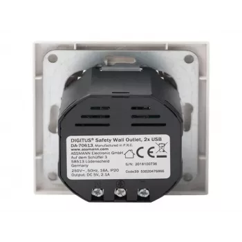 Apsauginis lizdas įmontuojamas Digitus DA-70613 su 2 USB prievadais