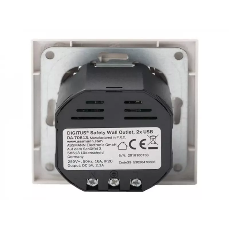 Apsauginis lizdas įmontuojamas Digitus DA-70613 su 2 USB prievadais