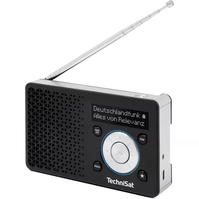 Nešiojamas radijas TECHNISAT DIGITRADIO 1 A – DAB+/FM, OLED ekranas, USB-C, 3,5 mm ausinės, 1 W, juodas/sidabrinis