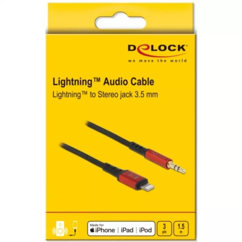Audio kabelis DeLOCK 86587 1,5 m 3,5 mm Lightning juodas