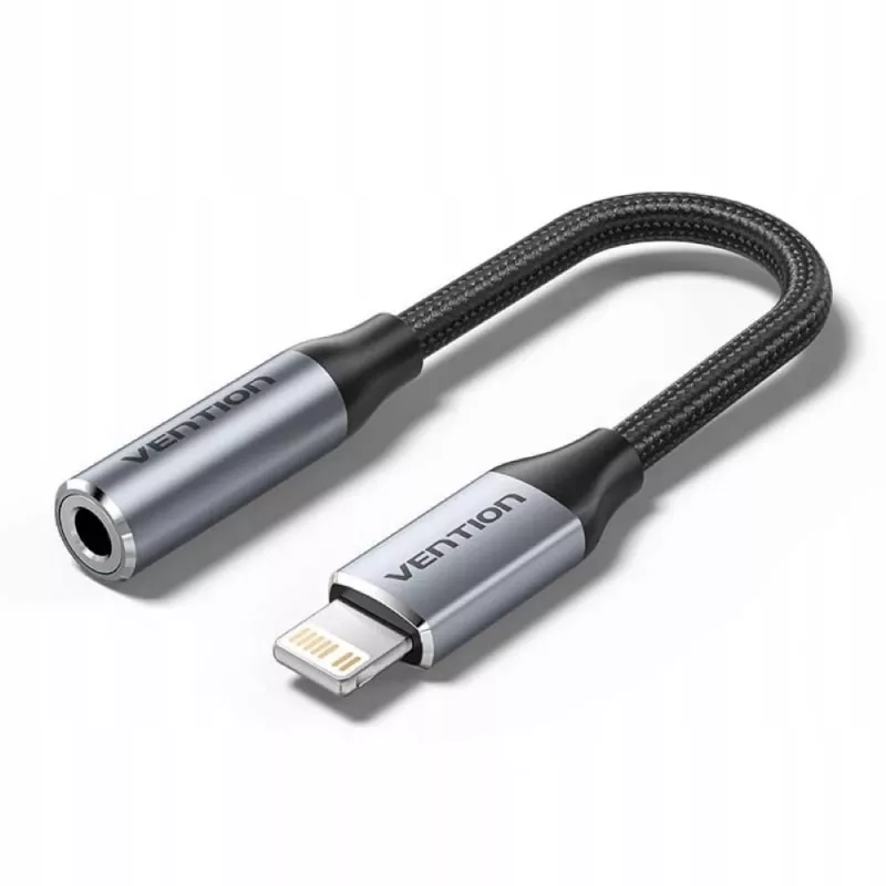 Garso adapteris Vention Lightning į 3,5 mm BMBHA, laidinis adapteris su 0,1 m kabeliu, pilkas