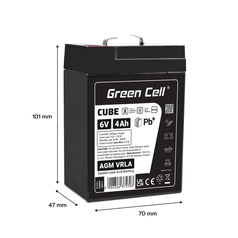 Baterija AGM VRLA 6V 4Ah IP54