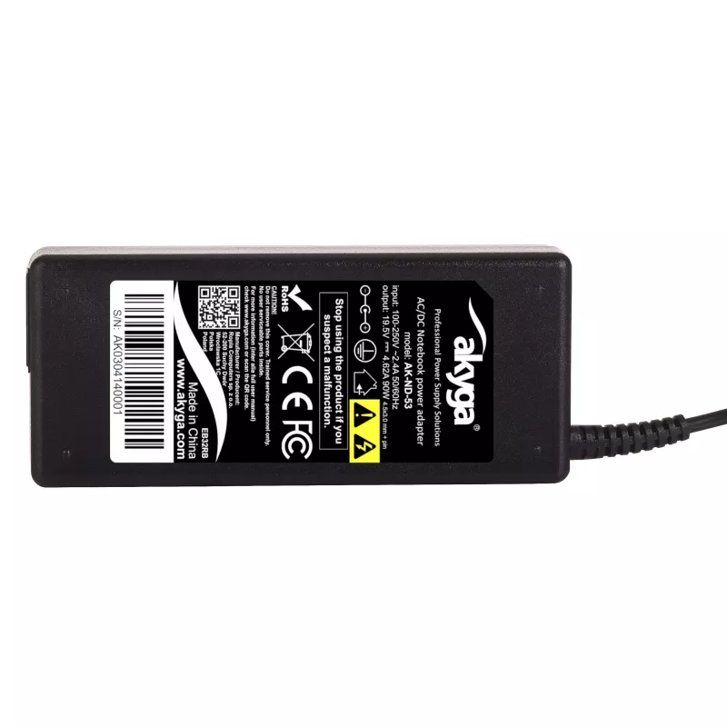 Akyga AK-ND-53 nešiojamojo kompiuterio maitinimo adapteris 19,5 V / 4,62 A, 90 W, 4,5 x 3,0 mm kištukas su kaiščiu, skirtas Dell