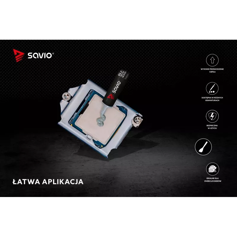 Termopasta SAVIO TG-04 4 g – šilumos laidumas 14,5 W/m·K