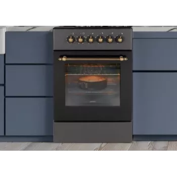 Dujinė/elektrinė viryklė MPM MPM-56-KRM-13, 4 kaitvietės, elektrinė orkaitė 58 L, mechaniniai rankenėlės, juoda