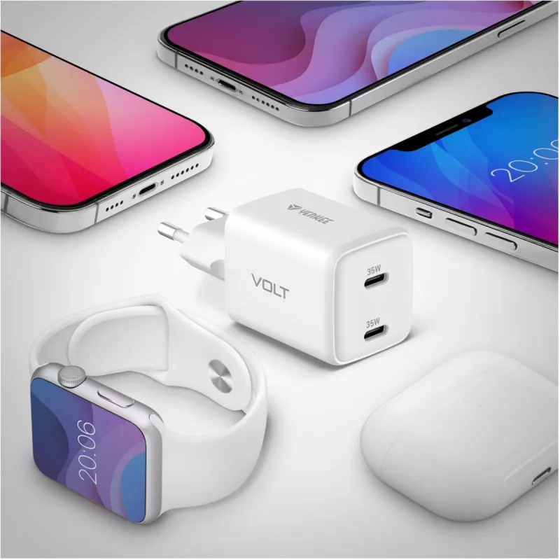 Sieninis USB-C įkroviklis YENKEE G35D 2x18W Power Delivery 3.0 3A