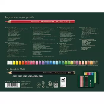 Aliejiniai pieštukai Faber-Castell Polychromos & Pitt Graphite Matt rinkinys 38 vnt. įvairiaspalviai