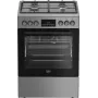 Dujinė-elektrinė viryklė BEKO FBM62330GXTN 60 cm, 4 degiklių dujinė kaitlentė, 72 L elektrinė orkaitė, energijos klasė A
