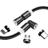 3-in-1 įkrovimo laidas ColorWay CW-CBUU037-BK — Lightning, Micro-USB, USB-C, 1 m, 2,4 A