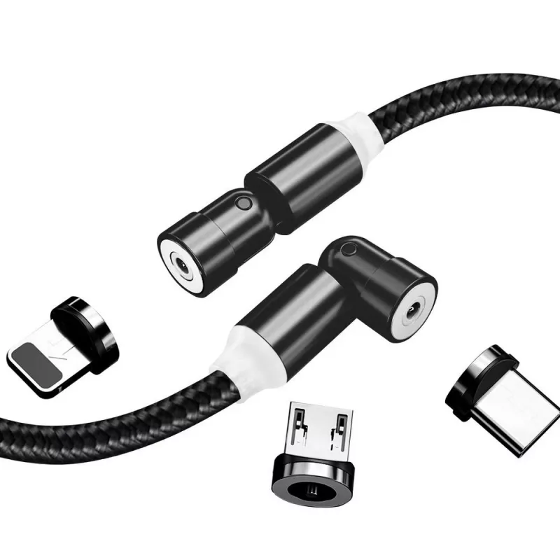 3-in-1 įkrovimo laidas ColorWay CW-CBUU037-BK — Lightning, Micro-USB, USB-C, 1 m, 2,4 A