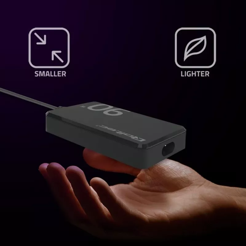 Qoltec 90W GaN Super Fast SLIM sieninis įkroviklis | XP | 5-20V | 4,5A | USB-C 3.1 | Nešiojamam kompiuteriui | MacBook | Išmaniajam telefonui | + laidas
