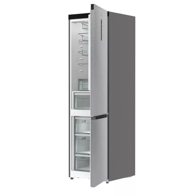 Šaldytuvas su šaldikliu Gorenje NRB620E61X4WFE, laisvai pastatomas, nerūdijančio plieno, bendras tūris 340 L, NoFrost, LED ekranas