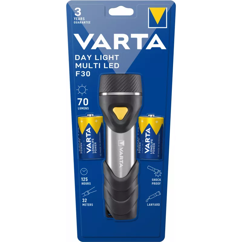 Rankinis žibintuvėlis Varta Day Light Multi LED F30, juoda/sidabrinė/geltona