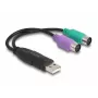 DeLOCK USB į PS/2 adapteris 0,17 m 2x 6 kontaktų Mini-DIN USB A