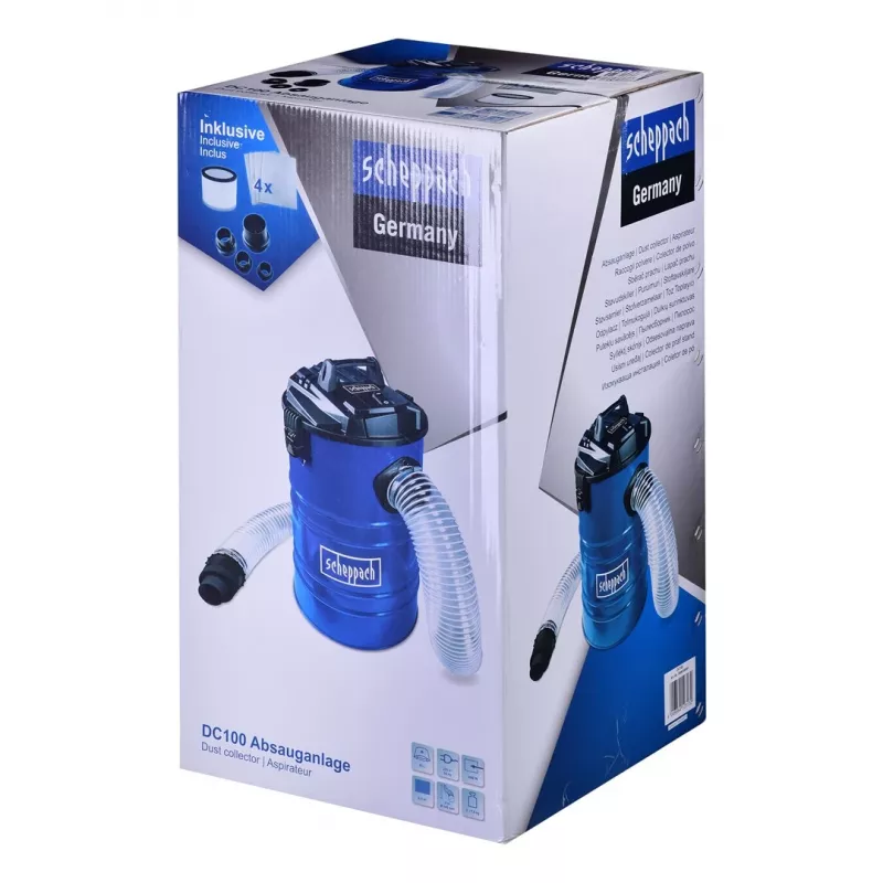 Scheppach Dc100 65L 1200W dulkių siurblys 230V, mėlynas