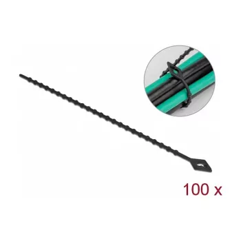 DeLOCK karoliukinis kabelio raištis L 200 x W 2,4 mm juodas 100 vnt.