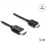 DELOCK HDMI laidas 3 m — A tipo (vyriškas) į C tipo (Mini) (vyriškas), 48 Gbit/s, iki 7680×4320, paauksuoti kontaktai, juodas